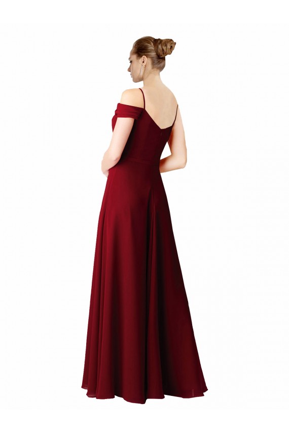 Long Burgundy Sleeveless A-Line Chiffon Bridesmaid Dress / Evening Dress Leeds