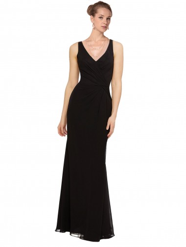 Long Black Sleeveless Sheath Bridesmaid Gown Leeds
