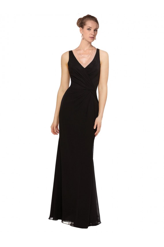 Long Black Sleeveless Sheath Bridesmaid Gown Leeds