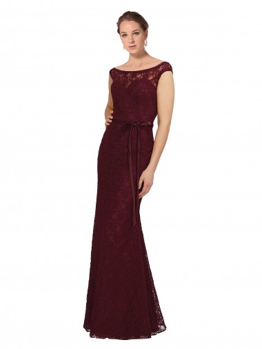 Long Burgundy Gold Cap Sleeves Sheath Bridesmaid Dress Leeds