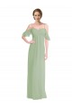 Long Smoke Green Sleeveless A-Line Low Back Formal Dress / Bridesmaid Dress Leeds