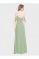 Long Smoke Green Sleeveless A-Line Low Back Formal Dress / Bridesmaid Dress Leeds