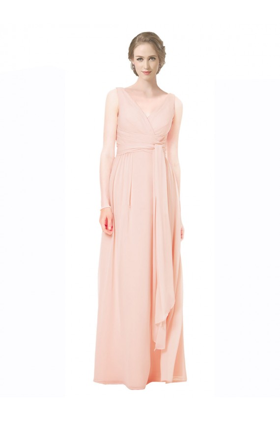 Long Sleeveless A-Line V-Back Wedding Party Dress Leeds