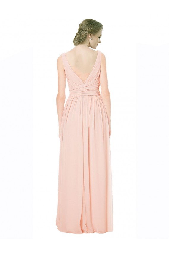 Long Sleeveless A-Line V-Back Wedding Party Dress Leeds