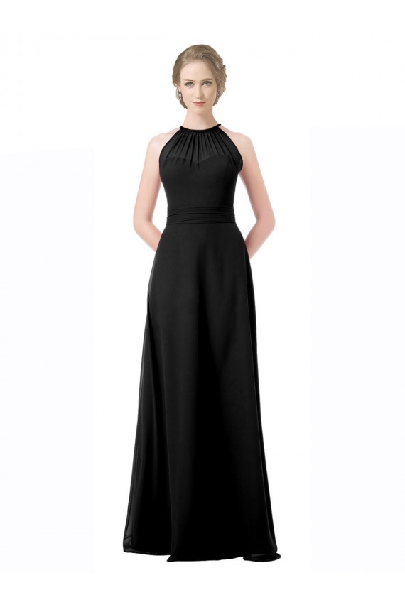Long Black Sleeveless A-Line Formal Dress / Bridesmaid Dress Leeds
