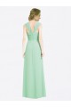 Long Mint Green Cap Sleeves A-Line V-Back Soft Chiffon Bridesmaid Dress Leeds