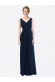 Long Dark Navy Sleeveless A-Line Low Back Evening Gowns / Bridesmaid Dress Leeds