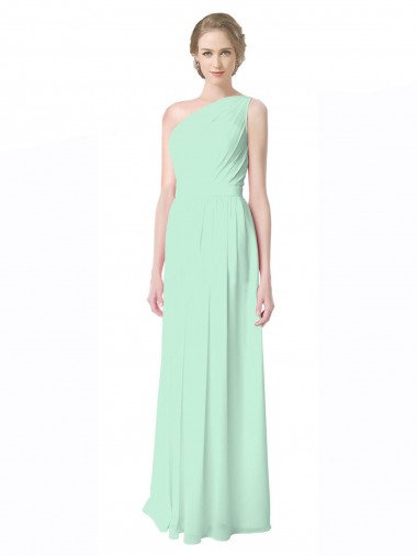 Long Mint Green Sleeveless A-Line Soft Chiffon Bridesmaid Dress Leeds