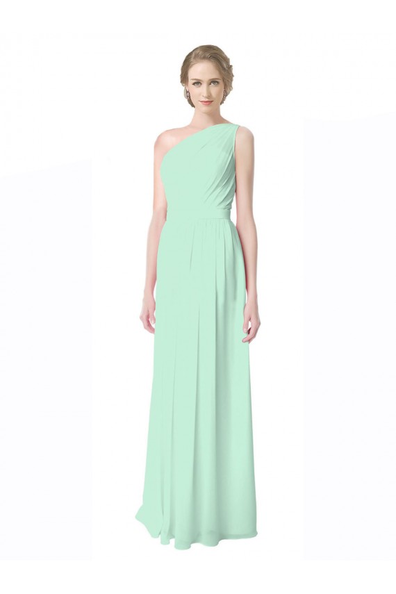 Long Mint Green Sleeveless A-Line Soft Chiffon Bridesmaid Dress Leeds
