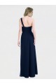 Long Dark Navy Sleeveless A-Line Low Back Soft Chiffon Bridesmaid Dress / Formal Dress Leeds