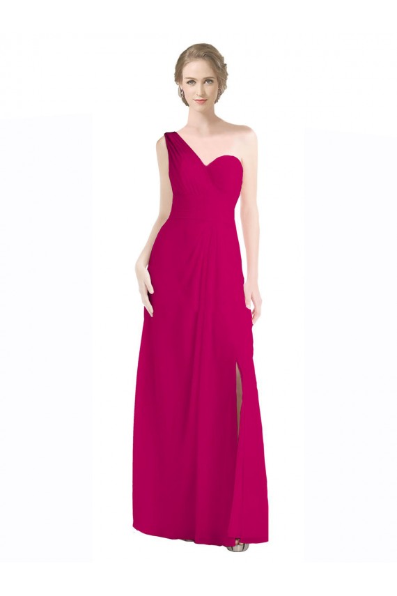 Long Red Sleeveless A-Line Soft Chiffon Bridesmaid Dress Leeds