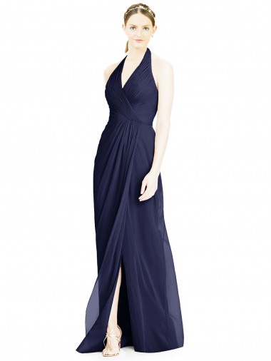 Long Dark Navy Sleeveless A-Line Open Back Formal Dress / Bridesmaid Dress Leeds