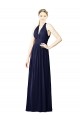 Long Dark Navy Sleeveless A-Line Keyhole Back Chiffon Bridesmaid Dresses Leeds