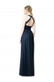 Long Dark Navy Sleeveless A-Line Keyhole Back Chiffon Bridesmaid Dresses Leeds