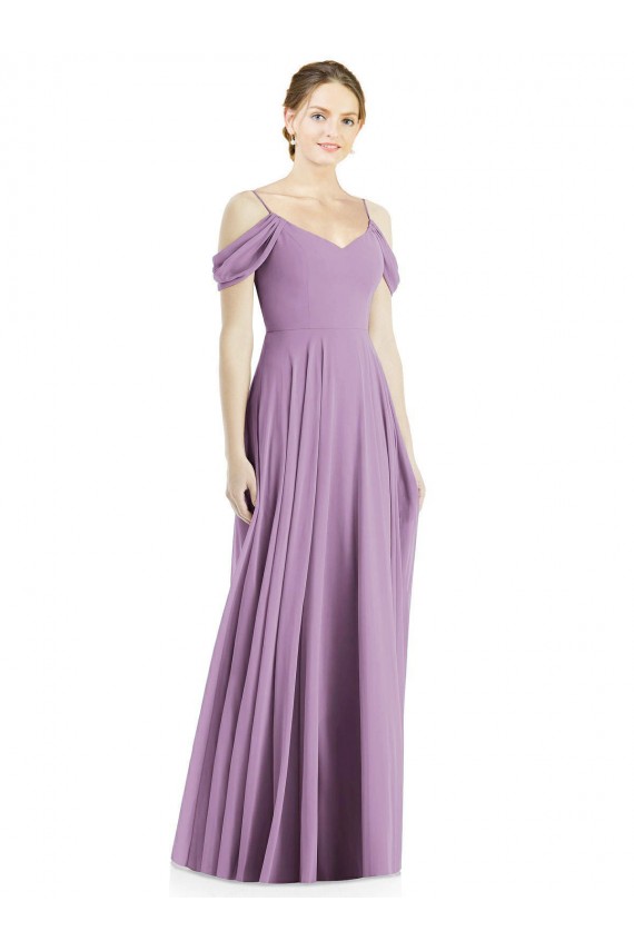 Long Dark Lavender Sleeveless A-Line Low Back Semi Formal Evening Dress / Bridesmaid Dress Leeds