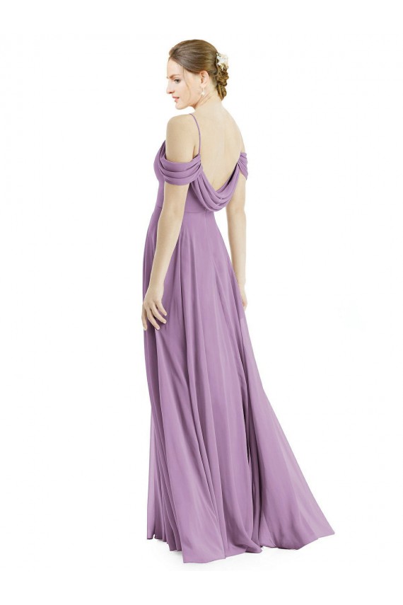 Long Dark Lavender Sleeveless A-Line Low Back Semi Formal Evening Dress / Bridesmaid Dress Leeds