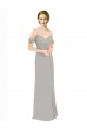Long Silver Cold Shoulder A-Line Low Back Bridesmaid Dress Leeds