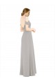 Long Silver Cold Shoulder A-Line Low Back Bridesmaid Dress Leeds