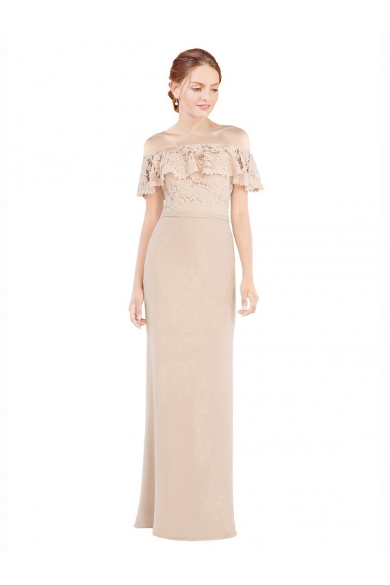 Long Champagne Sleeveless A-Line Prom Dress / Bridesmaid Dress Leeds