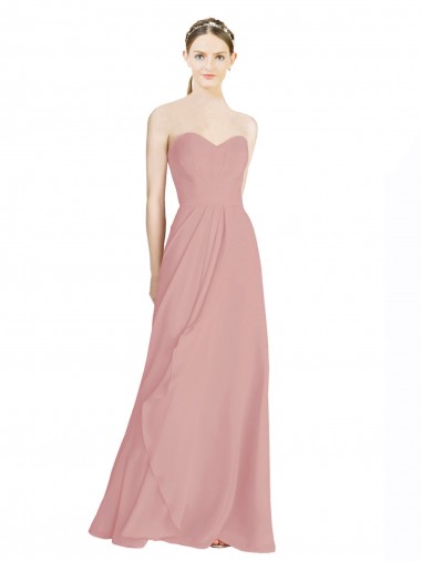 Long Dusty Pink Sleeveless A-Line Low Back Bridesmaid Dress / Formal Dress Leeds
