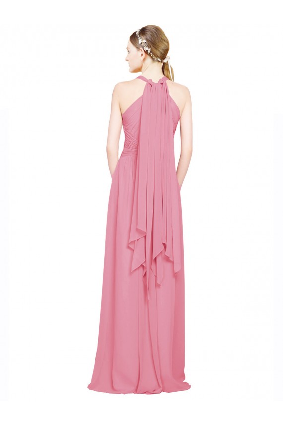 Long Skin Pink Sleeveless A-Line Bridesmaid Dress / Evening Dress Leeds
