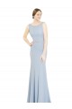 Long Light Sky Blue Sleeveless A-Line Low Back Soft Chiffon Bridesmaid Dress Leeds