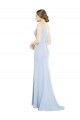 Long Light Sky Blue Sleeveless A-Line Low Back Soft Chiffon Bridesmaid Dress Leeds