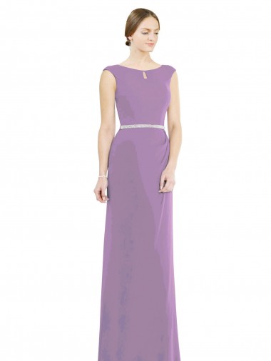 Long Dark Lavender Sleeveless A-Line Low Back Formal Dress / Bridesmaid Dress Leeds