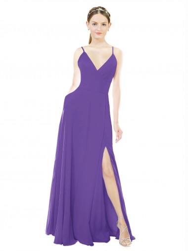 Long Purple Sleeveless A-Line Bridesmaid Dress Leeds