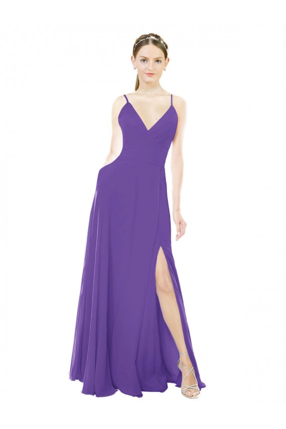 Long Purple Sleeveless A-Line Bridesmaid Dress Leeds