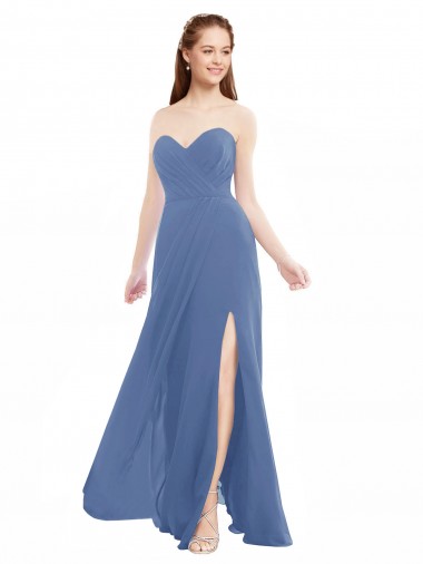 Long Windsor Blue Sleeveless A-Line Bridesmaid Dresses Leeds