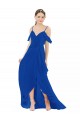 Long Royal Blue Cold Shoulder A-Line High Low Bridesmaid Dress Leeds