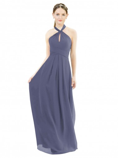 Long Silver Stone Sleeveless A-Line Low Back Bridesmaid Dress Leeds