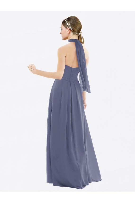 Long Silver Stone Sleeveless A-Line Low Back Bridesmaid Dress Leeds