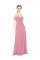 Long Skin Pink Cap Sleeves A-Line Formal Dress / Bridesmaid Dress Leeds