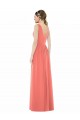 Long Coral Sleeveless A-Line V-Back Bridesmaid Dress Leeds