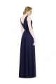 Long Dark Navy Sleeveless A-Line V-Back Side Front Slit Bridesmaid Dress Leeds