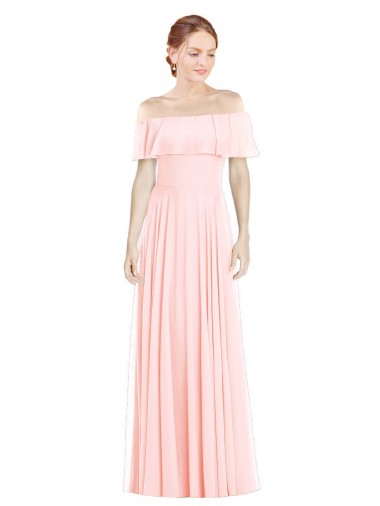 Long Pink Sleeveless A-Line Soft Chiffon Formal Bridesmaid Dress Leeds