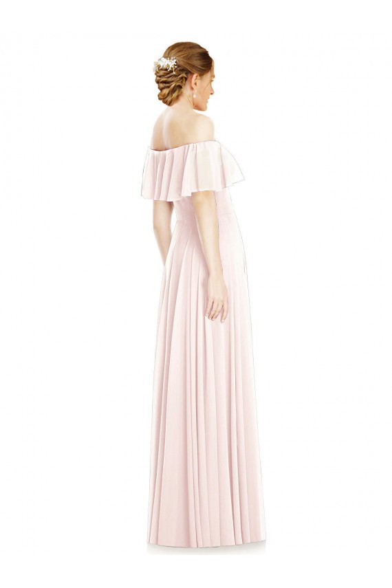 Long Pink Sleeveless A-Line Soft Chiffon Formal Bridesmaid Dress Leeds