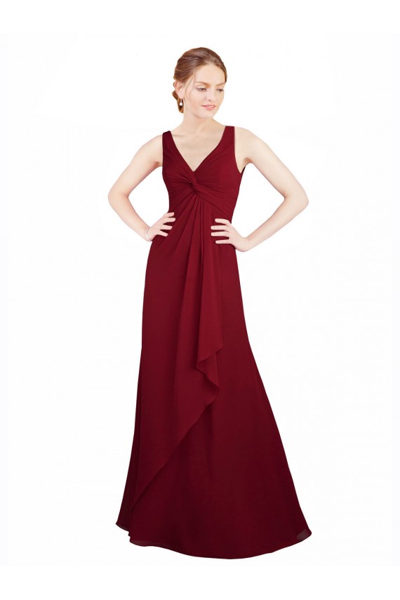 Long Burgundy Sleeveless A-Line Bridesmaid Dress / Evening Dress Leeds