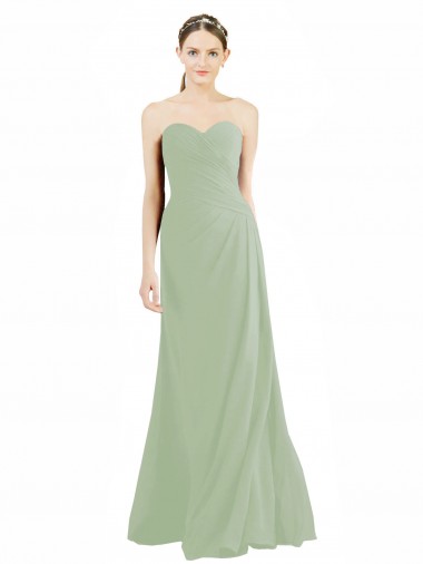 Long Smoke Green Sleeveless A-Line Bridesmaid Dress Leeds