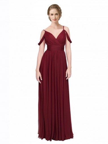 Long Burgundy Sleeveless A-Line Low Back Bridesmaid Dress / Evening Dress Leeds