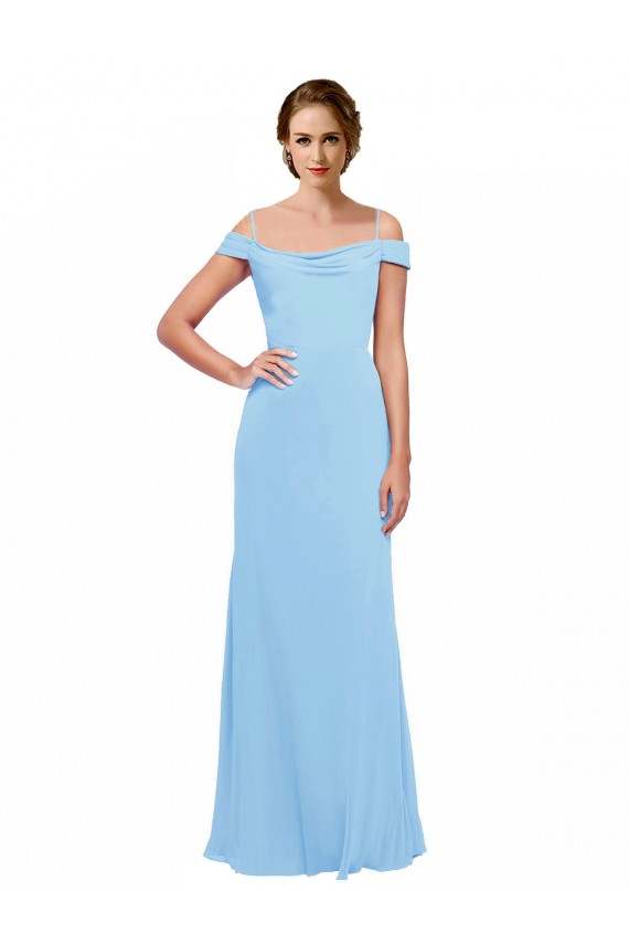 Long Periwinkle Sleeveless A-Line Soft Chiffon Bridesmaid Dress Leeds
