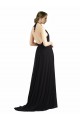 Long Oyster Silver Sleeveless A-Line Low Back Bridesmaid Dress Leeds