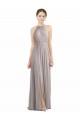 Long Oyster Silver Sleeveless A-Line Low Back Bridesmaid Dress Leeds
