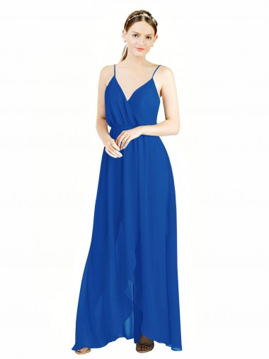 Long Royal Blue Sleeveless A-Line V-Back Bridesmaid Dress Leeds