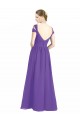 Long Purple Cap Sleeves A-Line Low Back Bridesmaid Dress Leeds