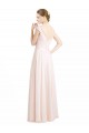 Long Cream Pink Sleeveless A-Line V-Back Soft Chiffon & Lace Bridesmaid Dress Leeds