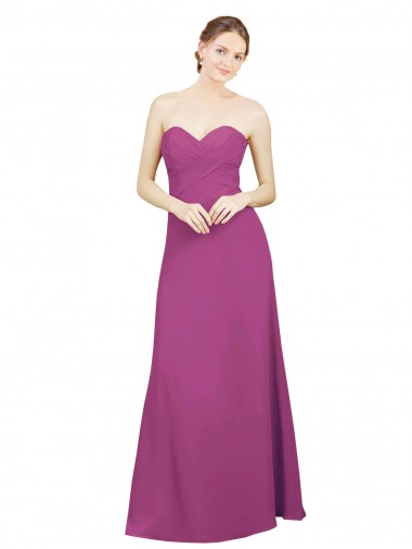 Long Wild Berry Sleeveless A-Line Low Back Bridesmaid Dress Leeds