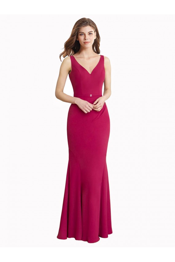 Long Red Sleeveless Mermaid V-Back Prom Dress / Bridesmaid Dress Leeds